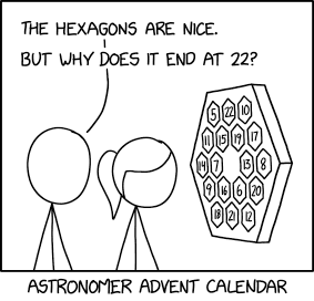 Each one contains a chocolate shaped like a famous spacecraft and, for the later numbers, a pamphlet on managing anxiety.